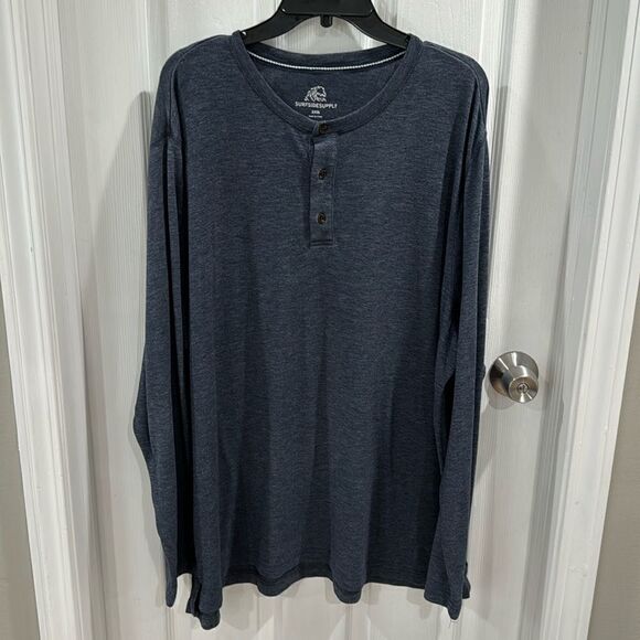 SURFSIDE SUPPLY HENLEY SHIRT. CHARCOAL GREY. - Picture 1 of 4